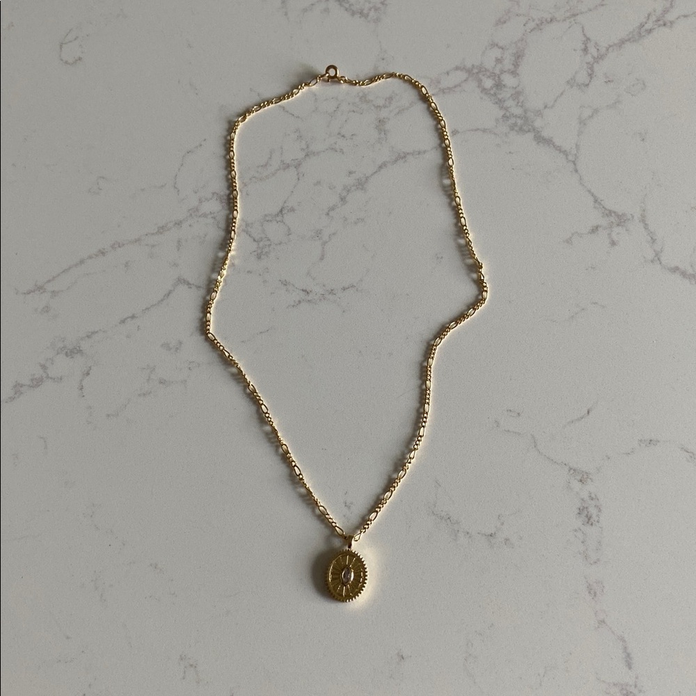 LVC Jewelry โข Yellow Gold Plated Necklace with Evil Eye Charm - Picture 2 of 11